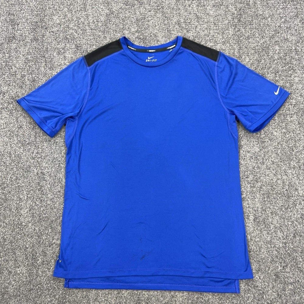 Nike Dri-FIT Shirt Mens Large Blue Short Sleeve‎ Running Athletic Tee Top